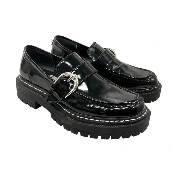 Sam Edelman Circus Everly Black Patent Platform Chunky Lug Loafers Women’s 8.5 - Picture 2 of 14